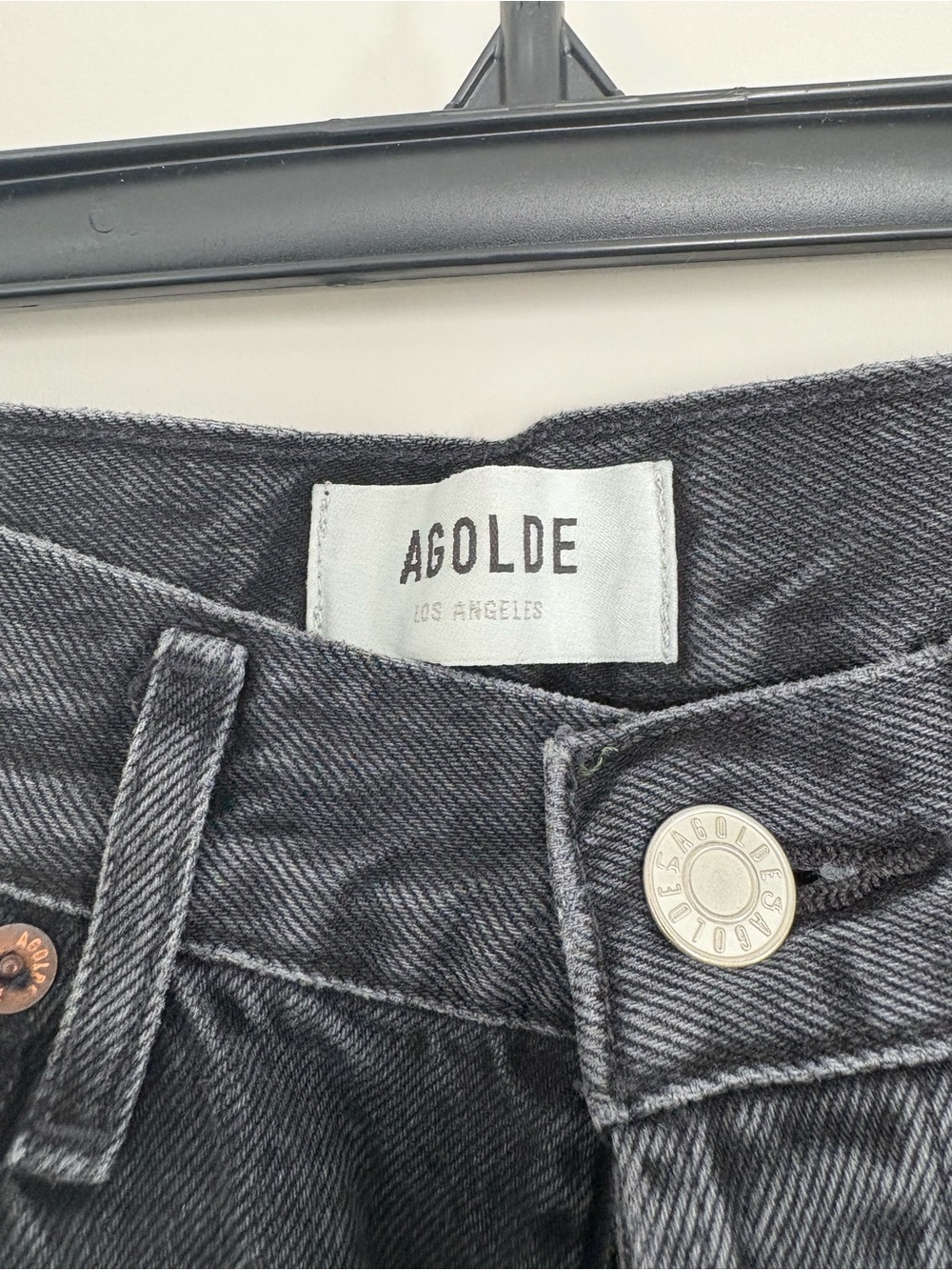 Agolde Washed Black High-Rise Jeans with Branded Button - Picture 5 of 8